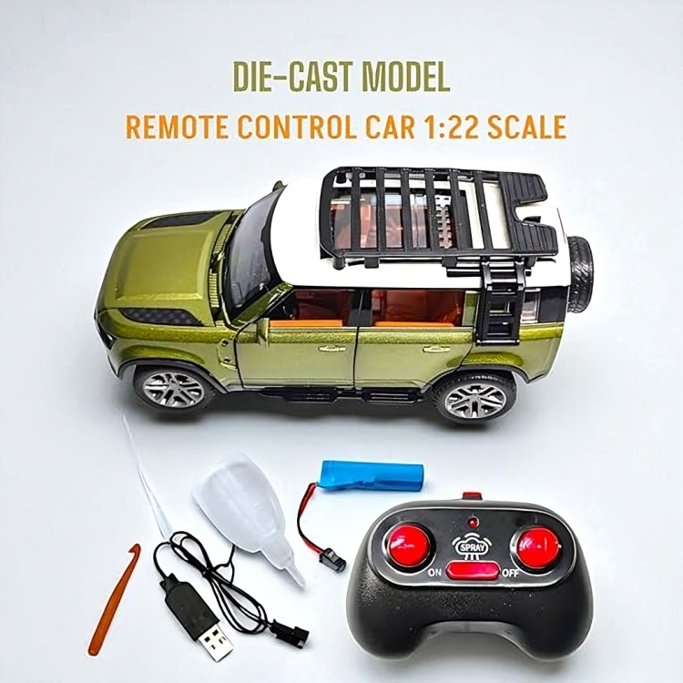 Remote Control Metal Diecast Defender Car 1:22(Black,Silver,NavyGreen)
