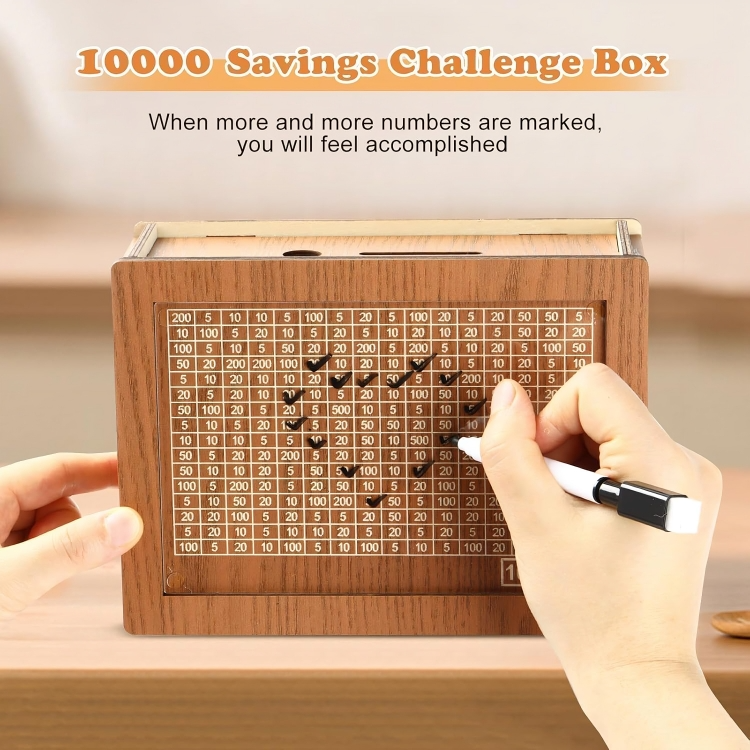100000 Rupees Goal Wooden Money Piggy Bank
