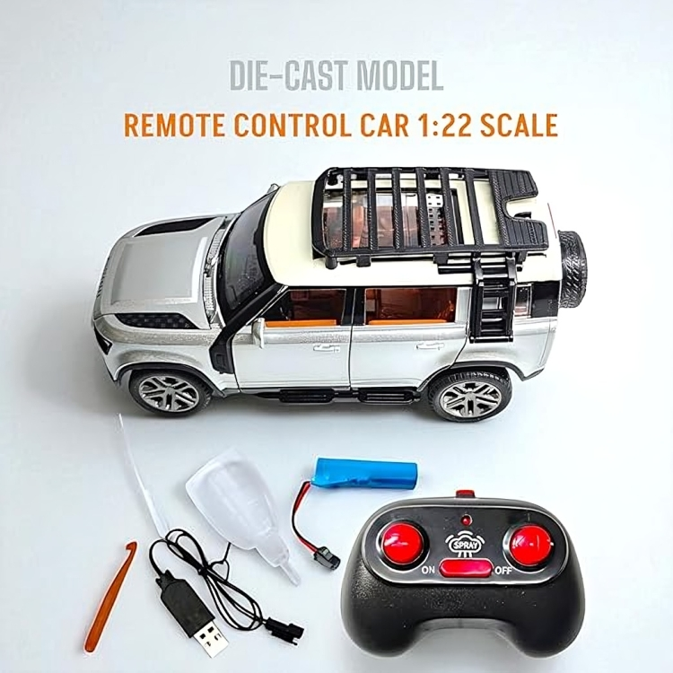 Remote Control Metal Diecast Defender Car 1:22(Black,Silver,NavyGreen)
