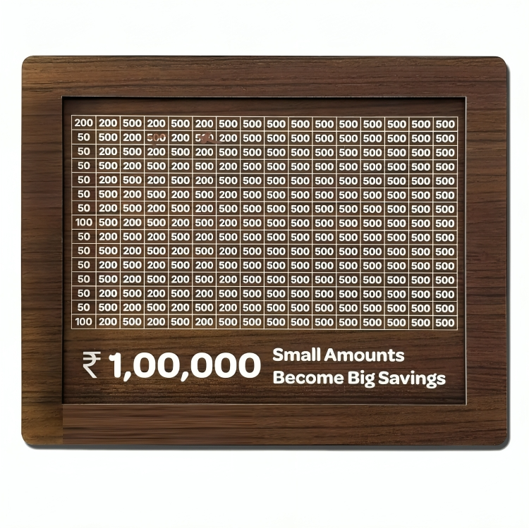 100000 Rupees Goal Wooden Money Piggy Bank