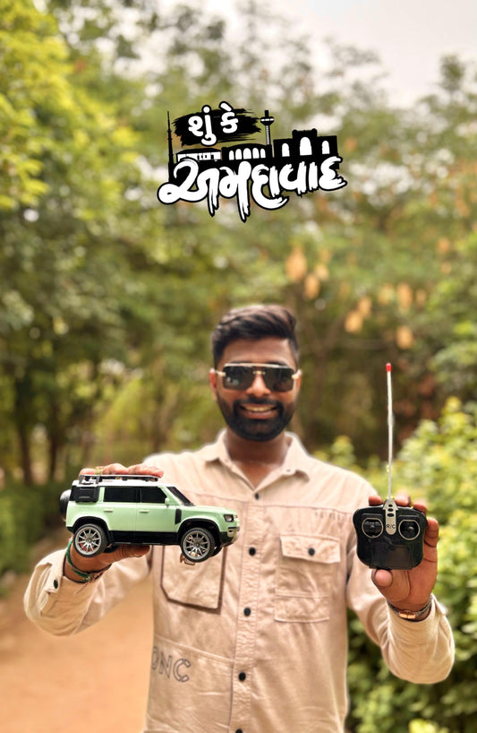 3 ) Remote Control Defender Car - 4Wd High-Speed Off-Road Rc Car With Led Lights, Rechargeable Battery,